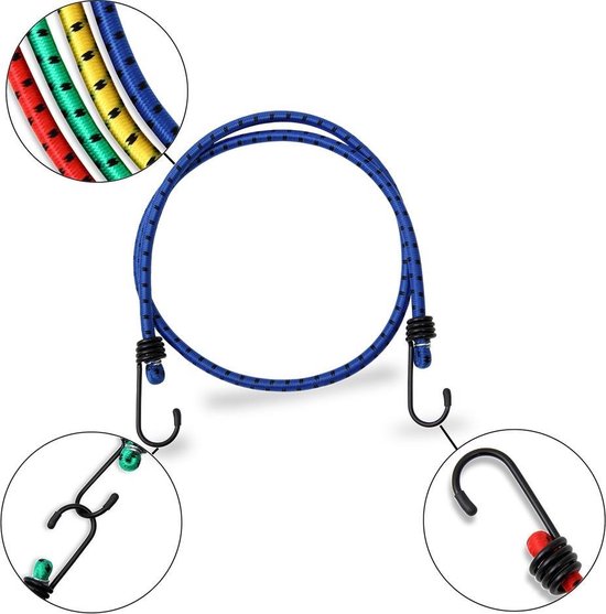 Deuba Rubberen Spanbanden - Set van 8 40-100cm Haken - Multicolor