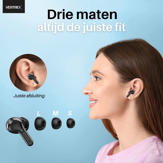 Vertrex Sounds Pro-3 Bluetooth Oordopjes met Noise Cancelling - Oortjes Draadloos - Draadloze Oordopjes