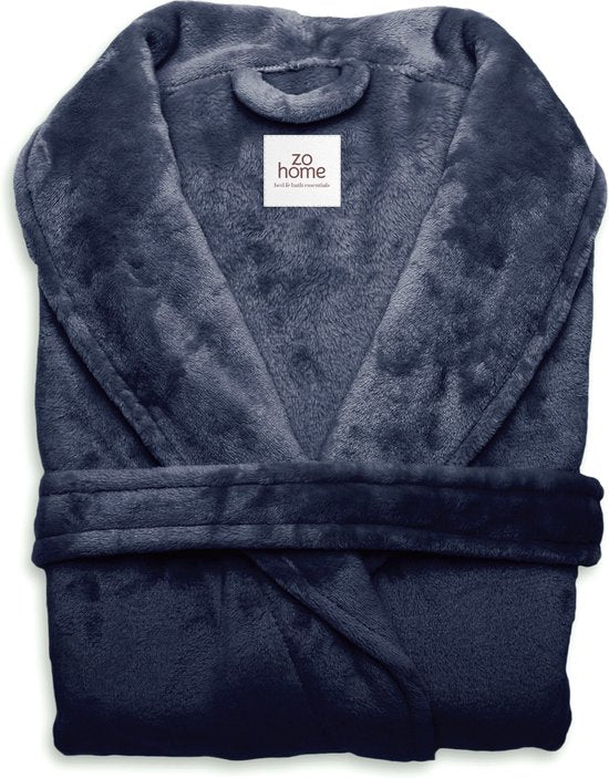 ZoHome Cara Badjas Lang - Fleece - Maat L - Indigo Blauw