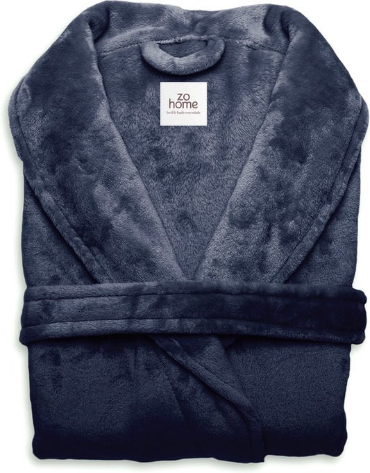 ZoHome Cara Badjas Lang - Fleece - Maat L - Indigo Blauw