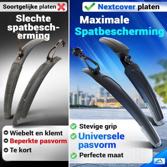 Nextcover Spatbord Set Mountainbike Voor en Achter – Afneembare MTB Spatborden Gereedschap – Geschikt Voor 24-29 inch Fietsen - Voorwiel & Achterwiel - Voorspatbord & Achterspatbord