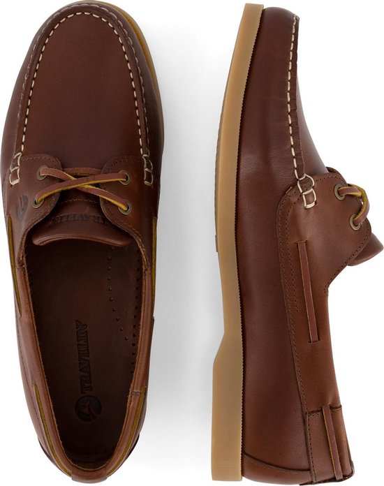 Travelin' Exmouth Heren - Leren Moccasins met veter - Maat 42 - Boot schoen - Bruin Leer