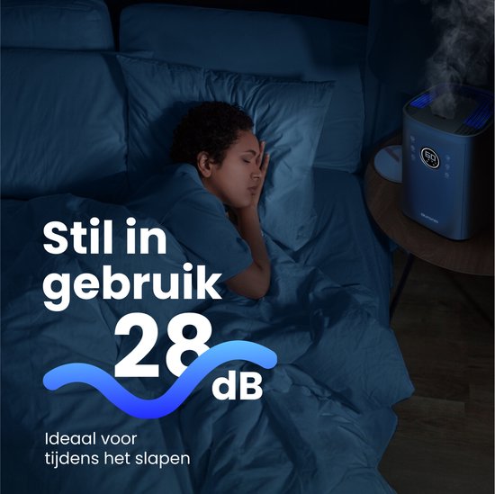 Auronic Luchtbevochtiger - 4 Liter - 40m2 - Geschikt voor Woonkamer, Kantoor, Slaapkamer, Babykamer en Meer - Met Aromatherapie - BPA-Vrij - Grijs