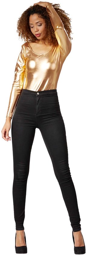 Dressforfun Metallic body goud XXL - verkleedkleding kostuum halloween verkleden feestkleding carnavalskleding carnaval feestkledij partykleding - 303561