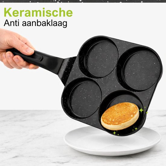 CeraFusion Pancakepan 4-vaks Ø8 cm – Inductie – PFAS-vrij – Eierpan – Keramische coating – Geschikt voor inductie