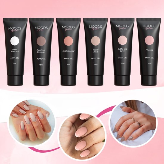 Moods Gellac - Polygel Kleurenset - Hervul set - The Nude - 6 Kleuren - 15ML