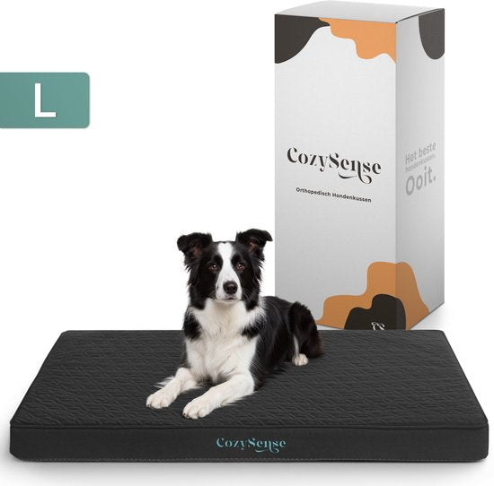 CozySense® Orthopedisch Hondenkussen 90 X 55 Cm – Maat L - Waterdicht – Geschikt Als Benchkussen & Hondenbed - Wasbare Hoes - Zwart