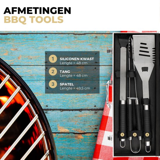 Ozocozy - BBQ accessoires - 10-delig - Barbecue gereedschap - BBQ handschoen - Aluminium koffer - Cadeau voor man
