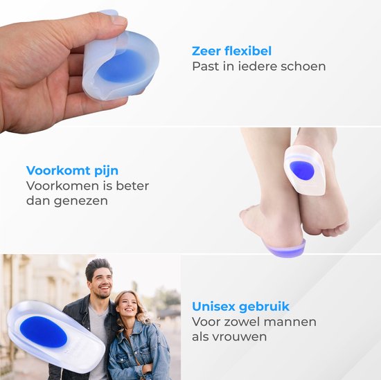 Nuvance - Hielspoor Zooltjes - Hielbeschermers - Inlegzolen - Hielspoor - 2 Stuks voor Maat 40-45 - Blauw