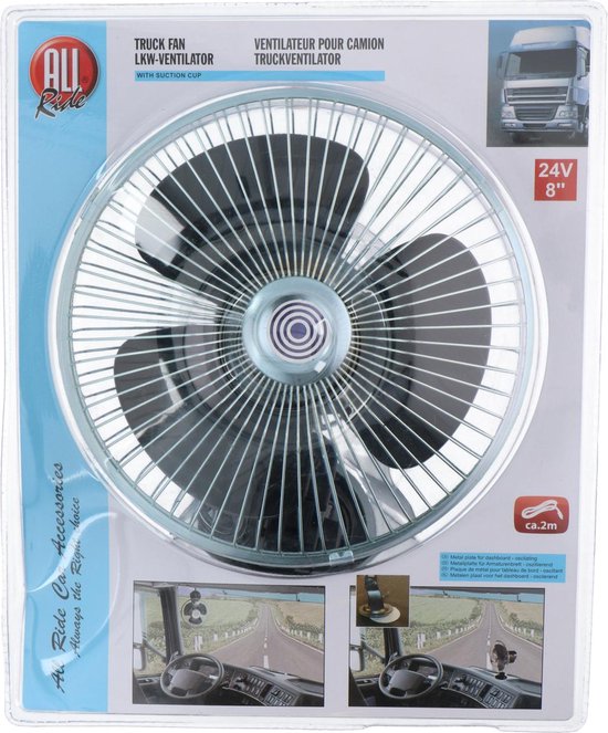All Ride Vrachtwagen Ventilator 24V - Kleine Ventilator met Zuignap - Vrachtwagen Accessoires