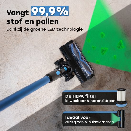 Ølven Steelstofzuiger CleanMax - Draadloos - 400W - Kruimeldief - 55Min Accu - Stofzuiger Zonder Zak - Aroma Functie
