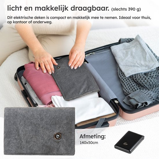 Warmtedeken - Infrarood - Draadloos - Stoelverwarmer - Warmtedeken Stoel - Warmte Deken - 3 standen - 40x110 cm - Original Grey - Saaf Comfort