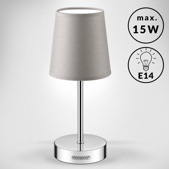 Monzana Tafellamp 1 Stuks – Incl. Lampenkap/ E14/ 32cm – Taupe