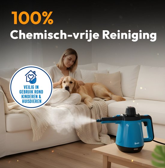 BOLLIT 1200W Stoomreiniger - Handstoomreiniger - 3.5 Bar - Handstomer - Vlekkenreiniger - Steam Cleaner - Tapijtreiniger - Stoomreinigers - Extra Krachtig Stoomapparaat: Vloer, Bank, Keuken Badkamer & Tapijt Reinigen - Incl. Opbergtas