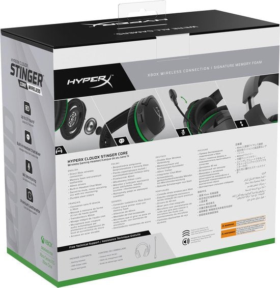 HyperX Cloud Stinger Core Draadloze Gaming Headset - Zwart groen - Xbox Series X|S/Xbox One