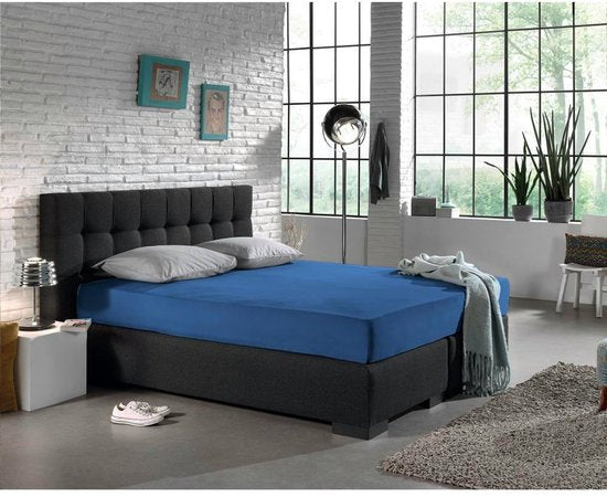 Dreamhouse Jersey Stretch Hoeslaken - 100% Katoen - 80/90/100x220 - Blauw