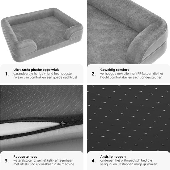 tectake® hondenbed - kussen voor grote en middelgrote honden - donzig en wasbaar - hondenmand met traagschuim - hondenbox - hondenligstoel - hondenmand - hondenkussen L (91 x 68 x 18 cm)