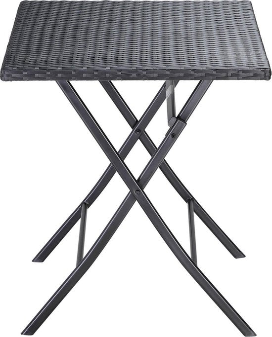 Casaria Klaptafel Polyrattan - 75x65x65 cm – Weerbestendig - Zwart