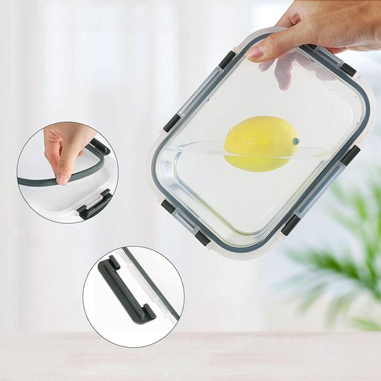 Ceruzo Meal Prep Bakjes - 5 stuks Vershoudbakjes - Borosilicaat Glas- Luchtdicht- 21,5 x 16 x H6,6 cm