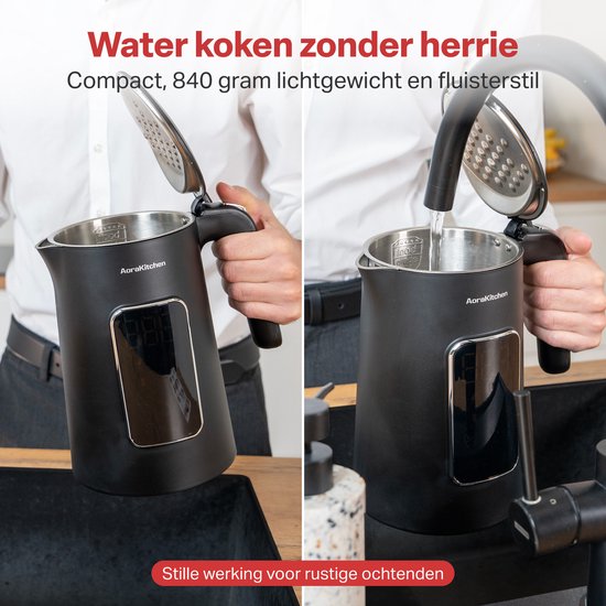 AoraKitchen Waterkoker - LED Touchscreen - Instelbare Temperatuurregeling - Waterkokers - 1.7L - Elektrisch - Cool Touch - Zwart