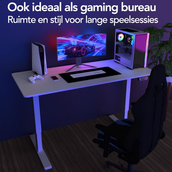 Infinity Goods Zit Sta Bureau - Elektrisch Verstelbaar In Hoogte - 140 x 60 CM - Geheugenfunctie - Wit