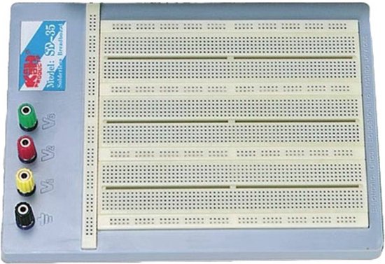 Velleman High-quality breadboard, soldeervrij, 2420 contacten, compatibel met Arduino, ABS, grijs