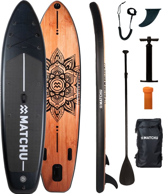 Matchu - SUP board - Hout/Mandala - Stand up paddle board - 320x81x15 - Opblaasbaar