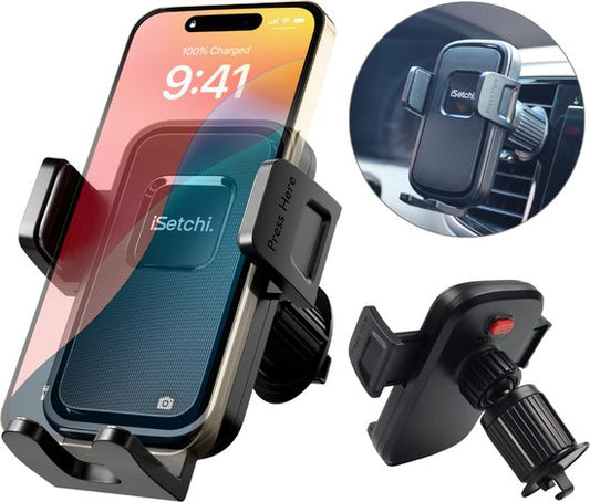 iSetchi FlexMount - Telefoonhouder Auto Ventilatie - Ventilatierooster - GSM Houder - Auto Accessoires - Universele Houder - Uitschuifbaar Design - Zwart