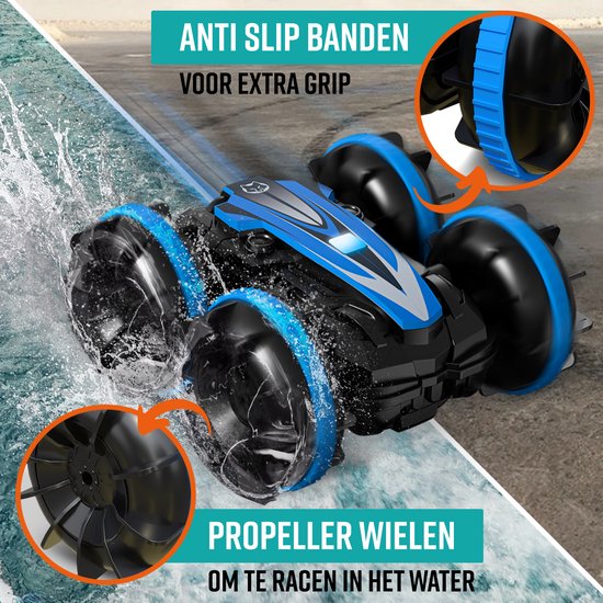 NAPI Bestuurbare Auto All-Terrain - RC Auto met 2 Accu's - Waterdicht - Speelgoed Autos Jongens - Buitenspeelgoed - Race Car/Boot Land & Water - 1,5u Speelplezier - Radiografisch - Aqua-Land Racer