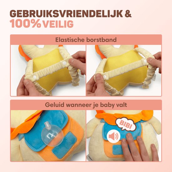 Vulpes Goods® BabyCare - Baby Hoofdbeschermer - Baby Valkussen - Baby Veiligheidskussen - Valrugzak - 3D Ademend - Veilig leren lopen - Leeuw