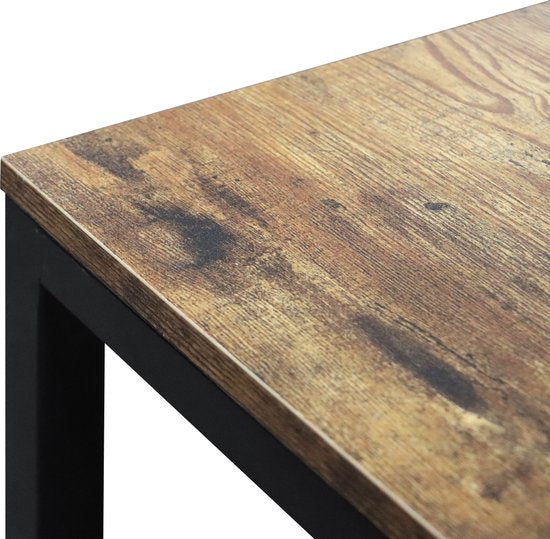 Industriële Zwart-Bruine Bijzettafel Set van 3: Stijlvol en Ruimtebesparend