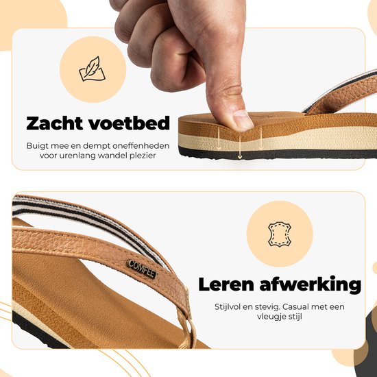 Comfeet Slippers Dames - Sandalen - Bruin - Maat 39