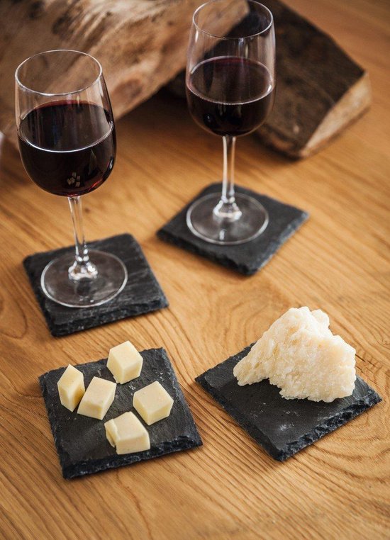Boska Onderzetters Leisteen - Set van vier stuks - Leisteen onderzetters - 100 x 100 x 6 mm - Cadeautips voor mannen - Cadeautips voor vrouwen - Cadeau voor mama - Cadeautips voor mannen - Keukengerei - Keuken accessoires - 10 jaar garantie
