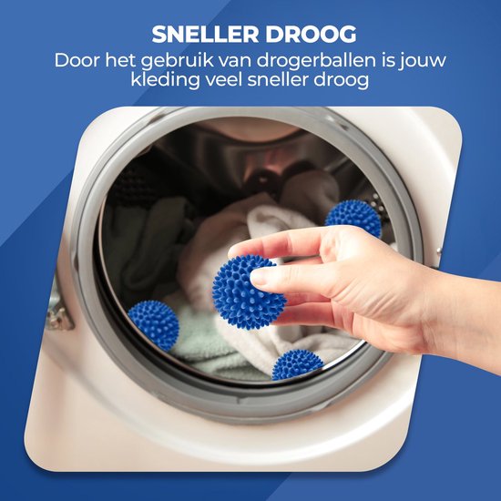Roegaarden Drogerballen - Wasbollen - 6 Stuks - Siliconen - Sneller droog - Anti-kreuk