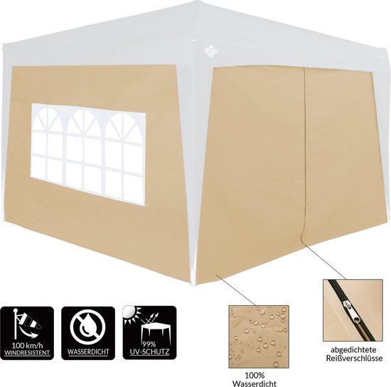 Deuba Zijwanden Paviljoen - 2-Delig - Beige 3x2m