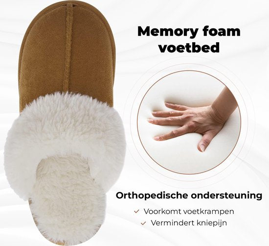 Pantoffels Dames - Sloffen - Maat 40/41 - Chestnut - Anti-slip - Comfeet