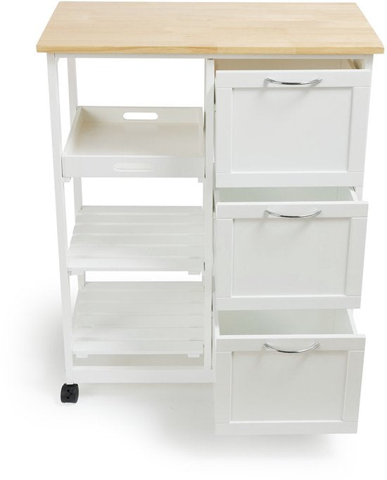 Lifa Living Keukentrolley Sophie - Wieltjes - Serveerwagen - Wit - 67x37x84(LxBxH)
