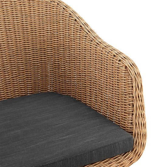 Juskys – Cody Rotan Tuinstoelen Set van 2 – 59 x 57 x 82 cm – Voorzien Van Comfortabele Zitkussens En Stalen Frame – Voor Terras En Eetkamer – Naturel Rotan En Staal