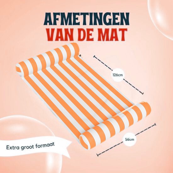 Travelly Luxe Waterhangmat Zwembad – Oranje – Opblaasbare drijvende lounge