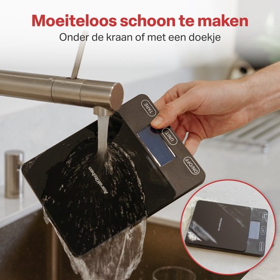 AoraKitchen Keukenweegschaal Digitaal - Usb Oplaadbaar - 1g tot 15kg - Precisie Weegschaal - Tarra