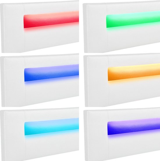 Juskys Gestoffeerd bed Sevilla - 140 x 200 cm - Wit - LED Verlichting