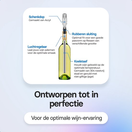Roegaarden wijnkoeler stick - Wijnkoelers - Inclusief schenktuit - Inclusief stopper