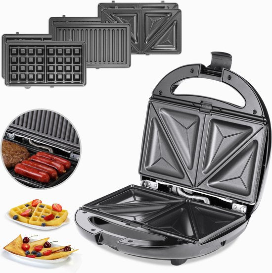 Monzana Tosti Apparaat – Antiaanbaklaag 23x22x10cm 800W – Zwart