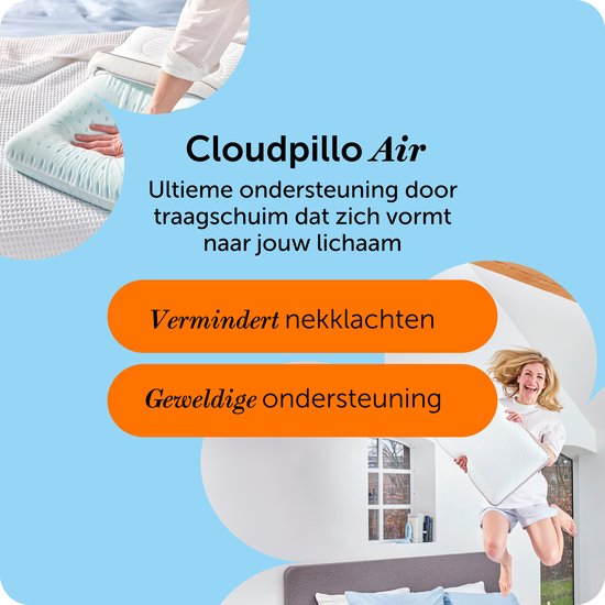 Cloudpillo Hoofdkussen - Air - 30 Nachten Proefslapen - Ultiem Comfort - Ventilerend en Ondersteunend - Perfect voor Alle Slapers - Hypoallergeen - Premium Kwaliteit