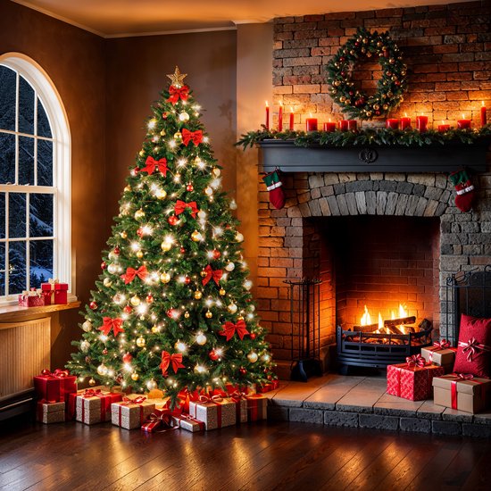 tectake® Kunstkerstboom - Dichte Kunstkerstboom met Flexibele Buigbare Dennentakken en Stalen Boomstandaard - 230 cm, 1346 Naalden - Groen, Ideaal voor Kerstversiering