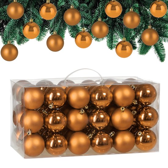 Casaria Kunststof Kerstballen 54 Set - Mat Glanzend Ø 3 4 6 cm Koper Bruin
