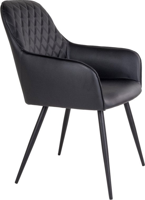 House Nordic Harbo Eetkamerstoel Vegan Leer Zwart - Set van 2