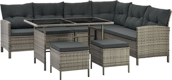 Juskys Polyrotan Loungeset - Manacor - Grijs