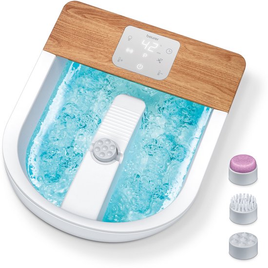 Beurer FB 65 Elektrisch voetenbad - Voetmassage - Trillings-en bubbelmassage - Aromatherapie - Infrarood - LED sfeerverlichting - Verwarming - Magnetische velden - Voetreflex rollers - 3 Pedicure-opzetstukken - Tot maat 51 - 3 Jaar garantie
