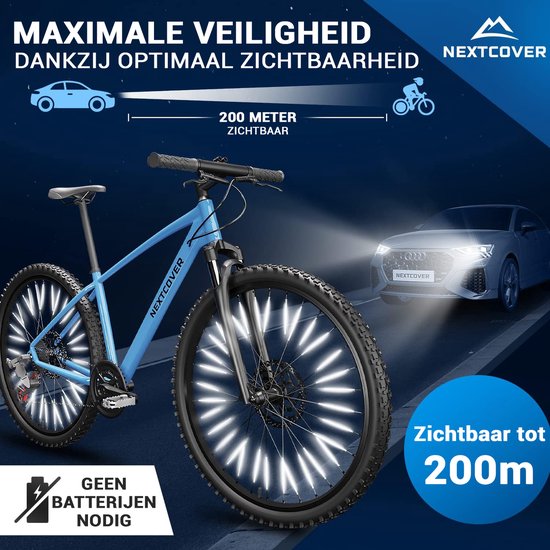 Nextcover® Spaakreflectoren Fiets 36 Stuks – Het Origineel – [3M Scotchlite] Maximale Zichtbaarheid I Spaakverlichting Fiets I Fietsreflectoren I Alternatief voor kattenogen fiets